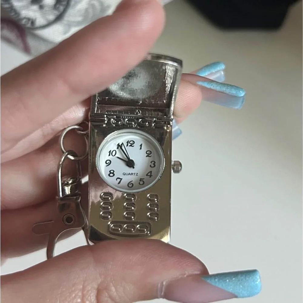 Pink Y2K Flip Phone Watch Keychain